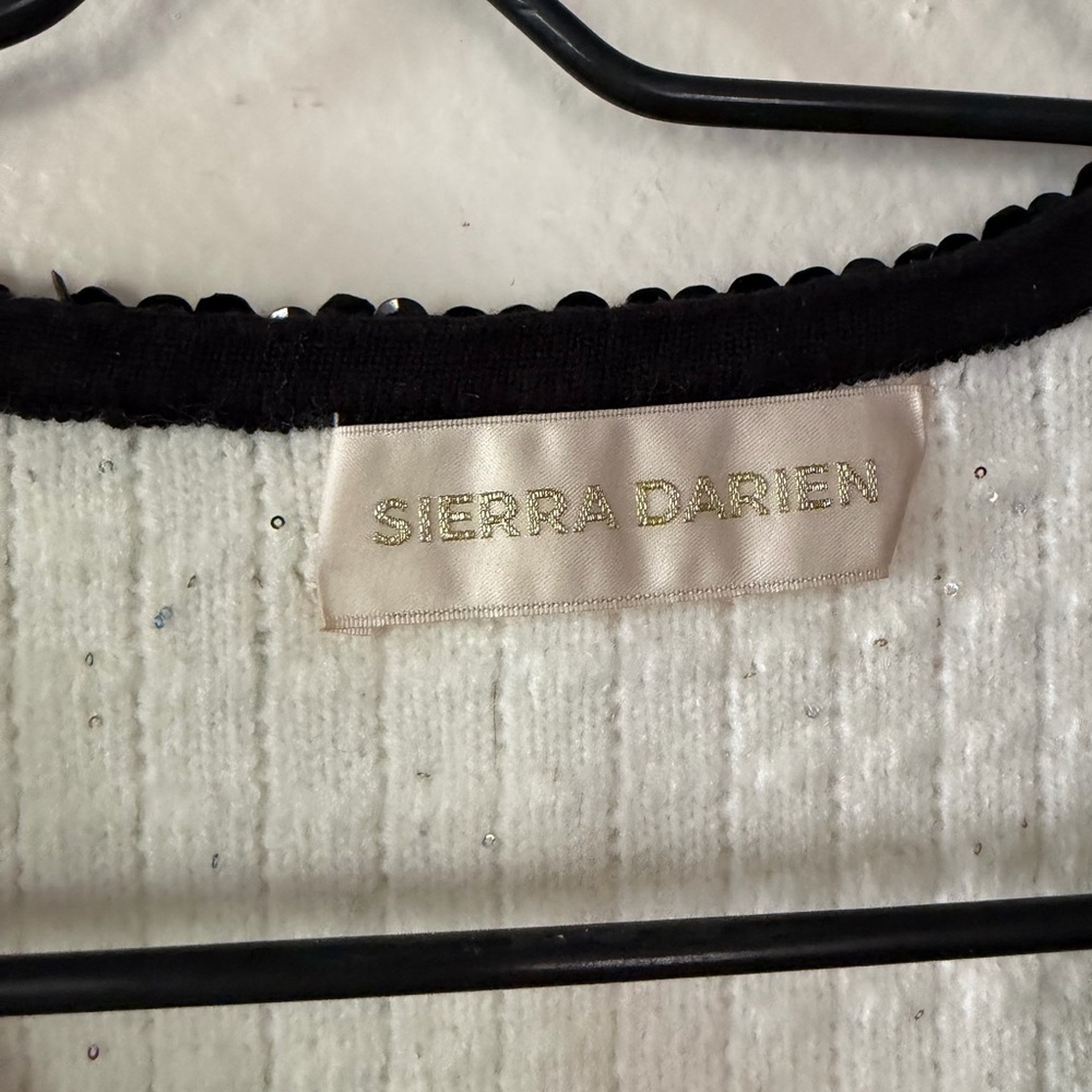Sierra Darien Ivory Knit Dress Textured Mini Sweater Dress Women’s Size Medium - Picture 4 of 11
